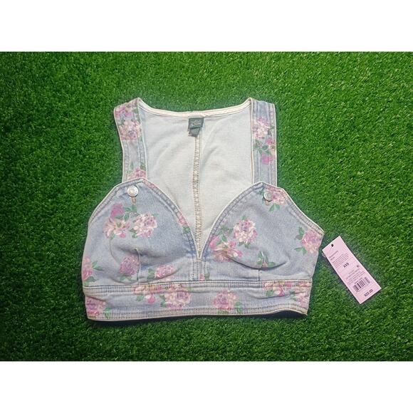 wild fable Other - Wild Fable Light Wash Floral Denim Corset Top XXS - New With Tags